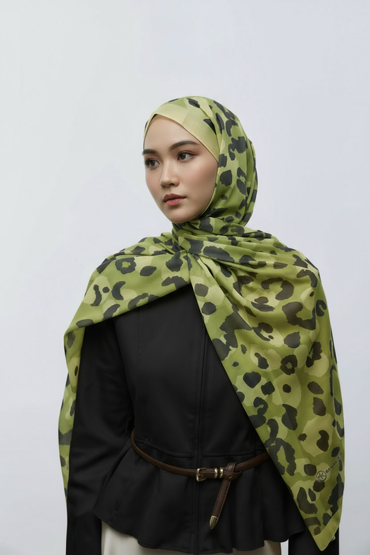 Leopar Desen Aya Şal-Butter Yellow