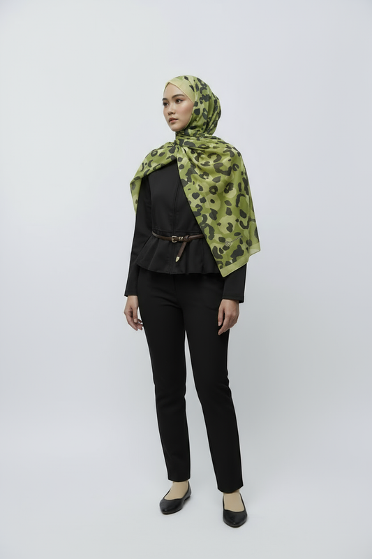 Leopar Desen Aya Şal-Butter Yellow