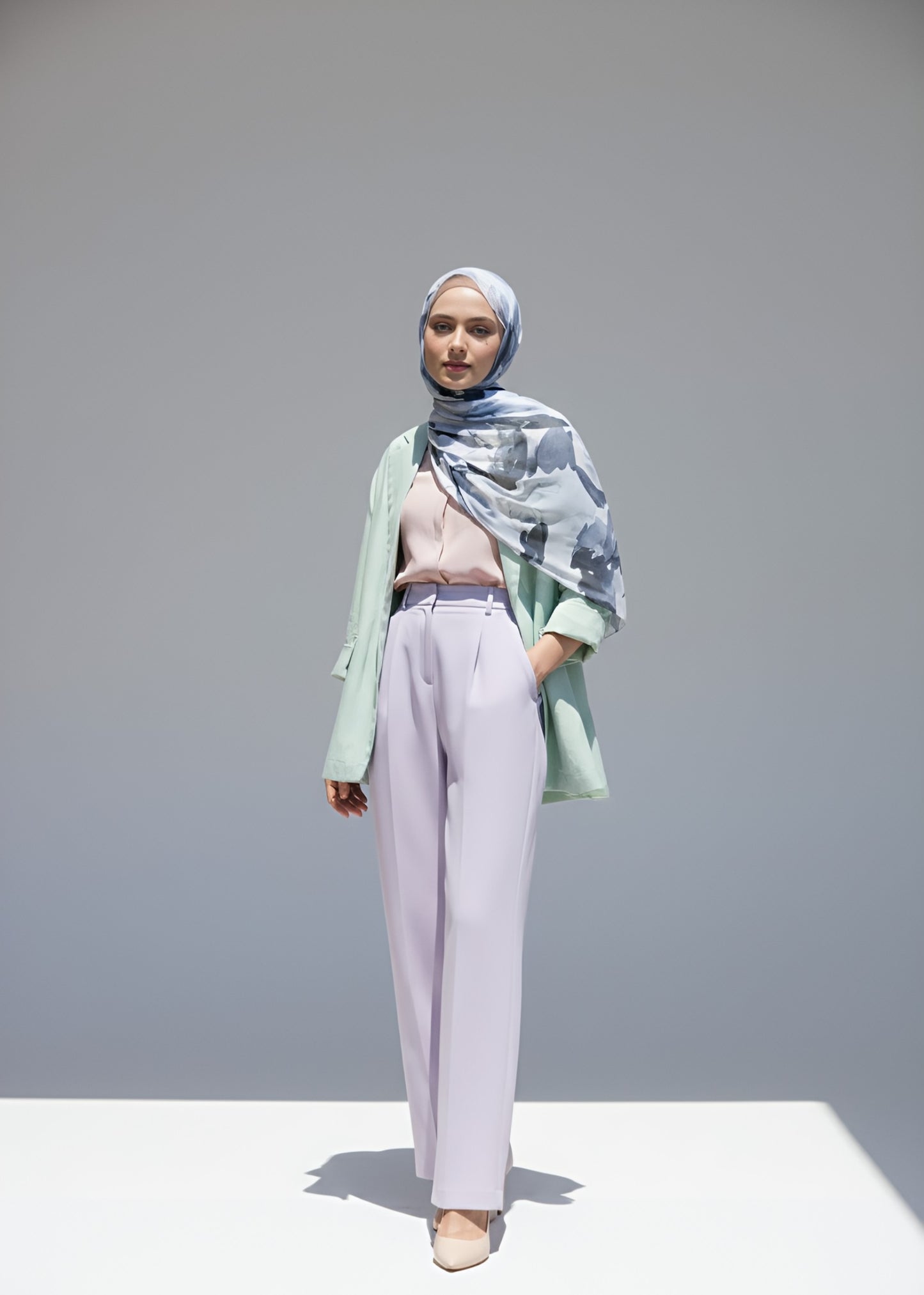 Mirelya Desen Aya Şal-Siyah~Gri
