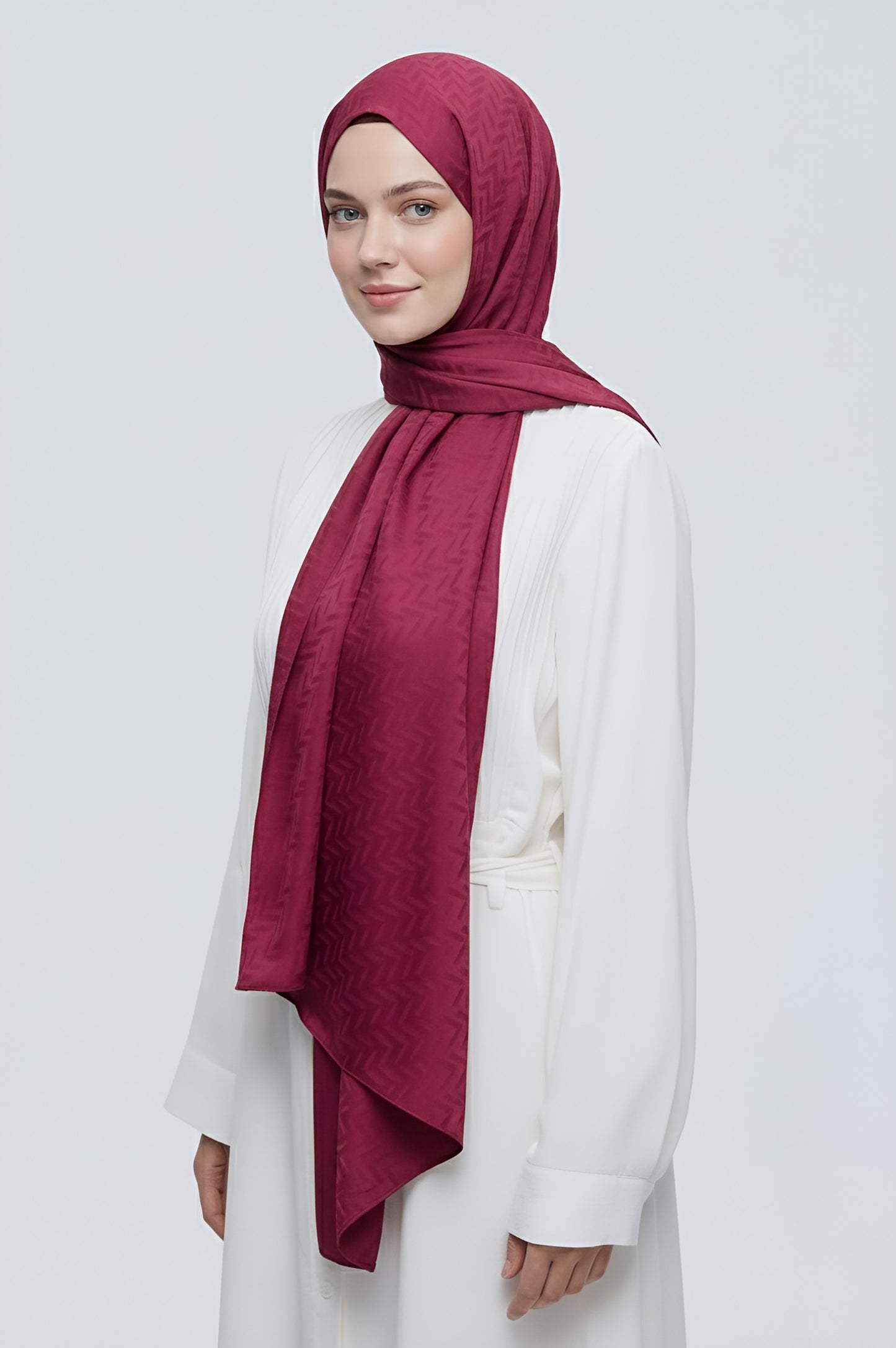 İpeksi Jakar Serisi Labirent Desen Şal-Bordo