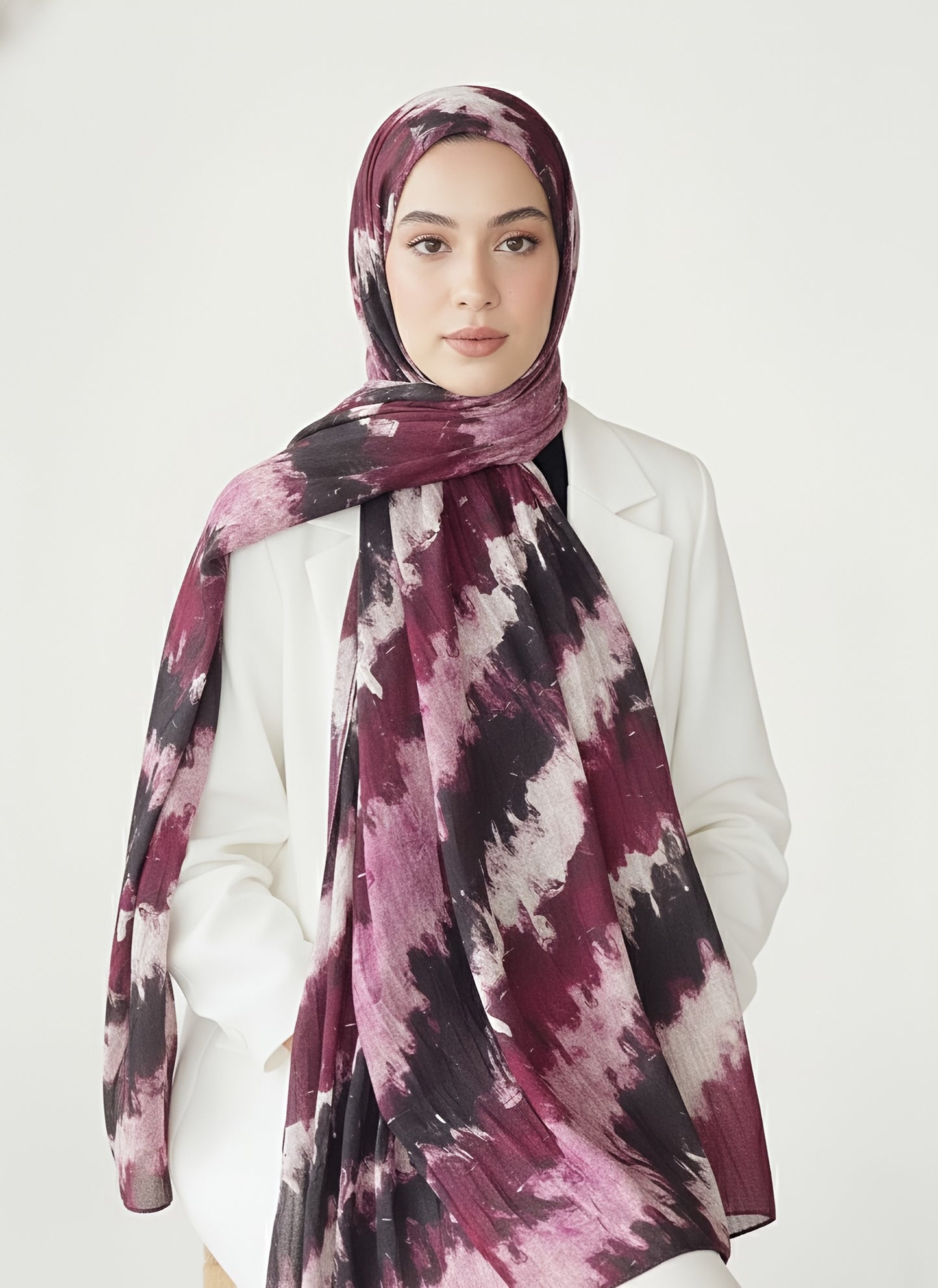 İlkbahar Ritm Desen Bambu Şal-Bordo