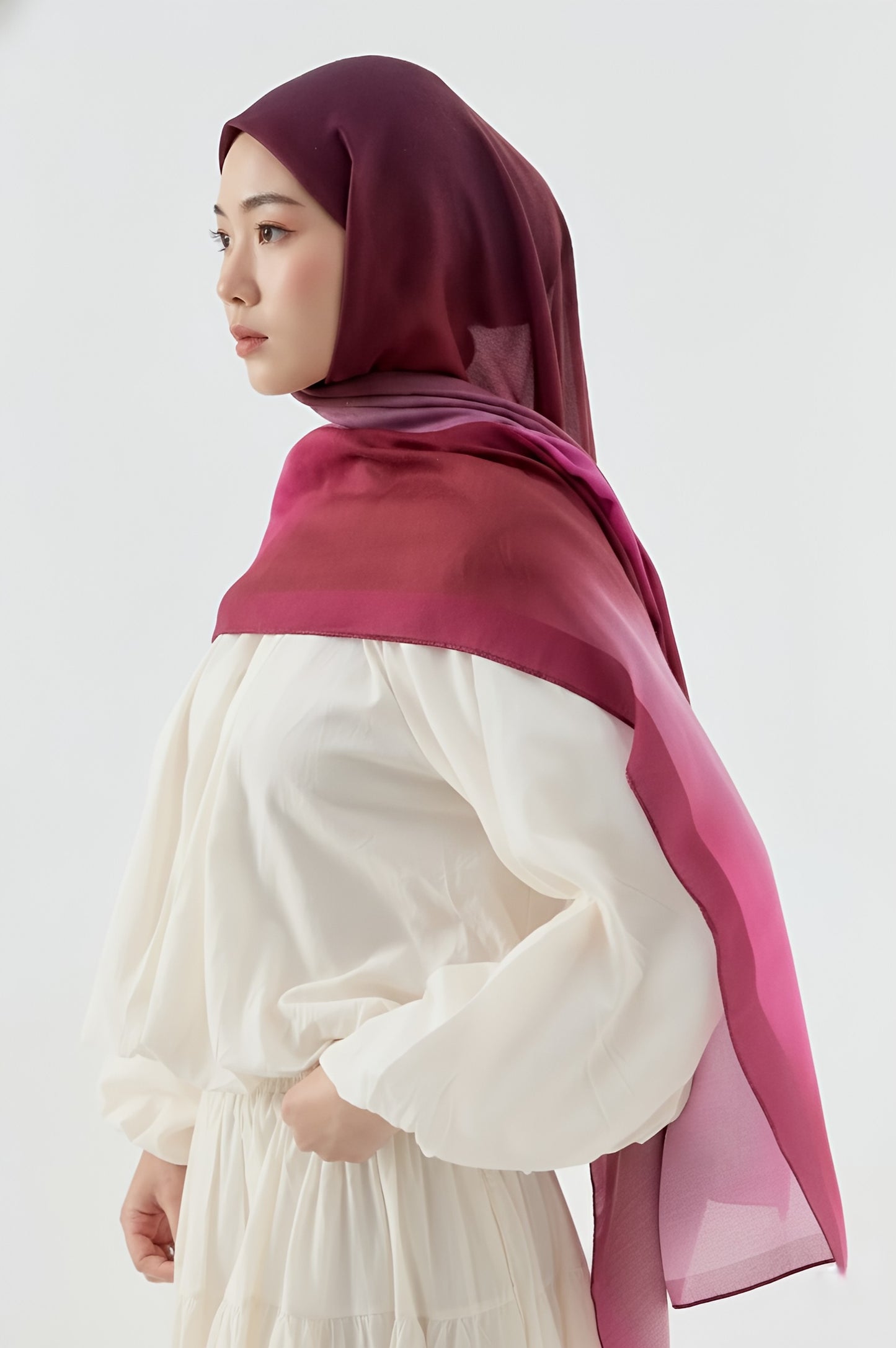 Mirage Desen Pamuk Şal-Bordo