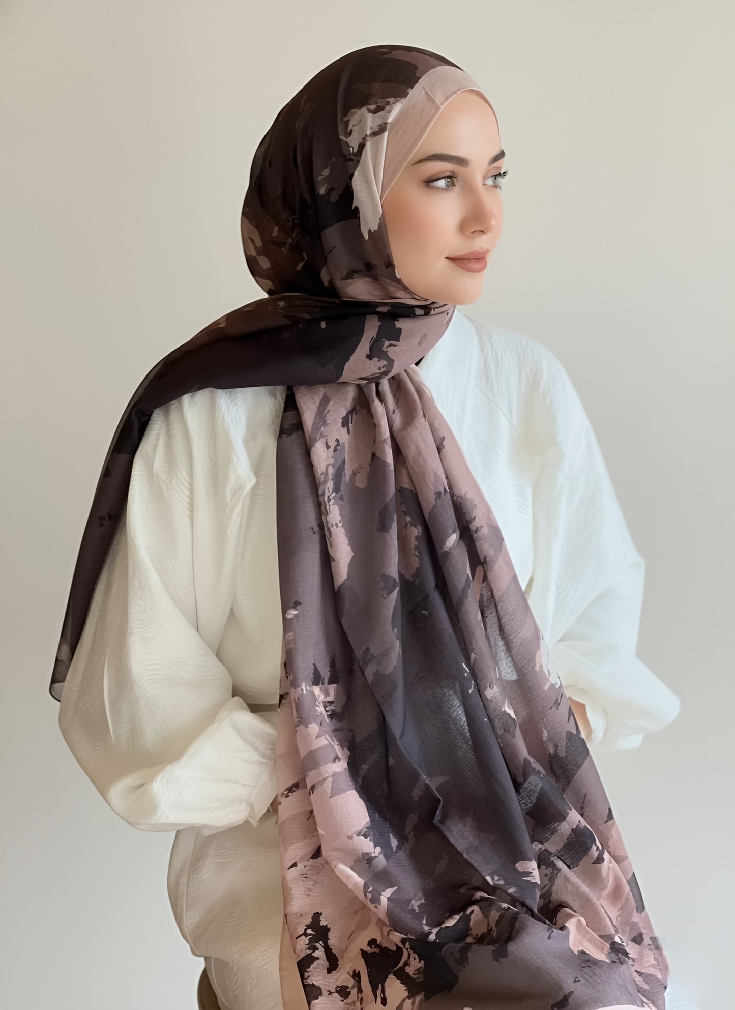 Okyanus Desen Lina Şal - Bej