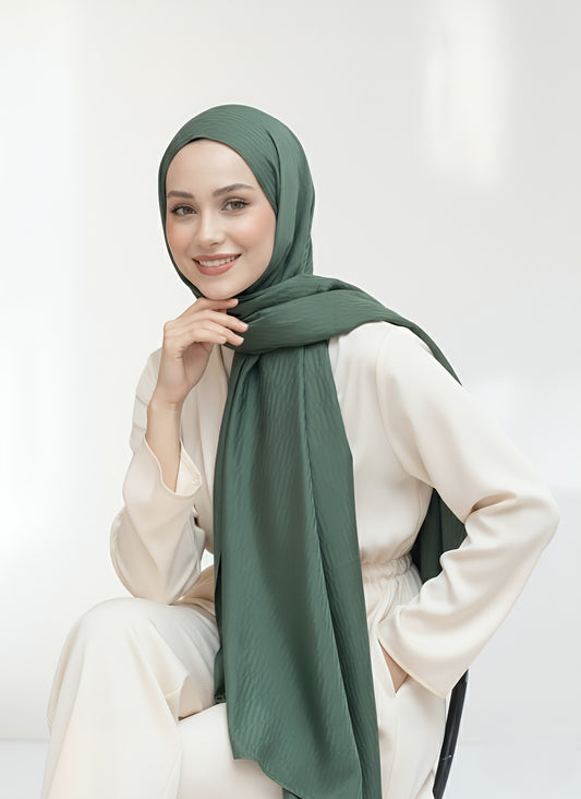 İpeksi Jakar Serisi Chevron Desen Şal - Zümrüt