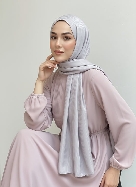 İpeksi Jakar Serisi Chevron Desen Şal -Açık Gri