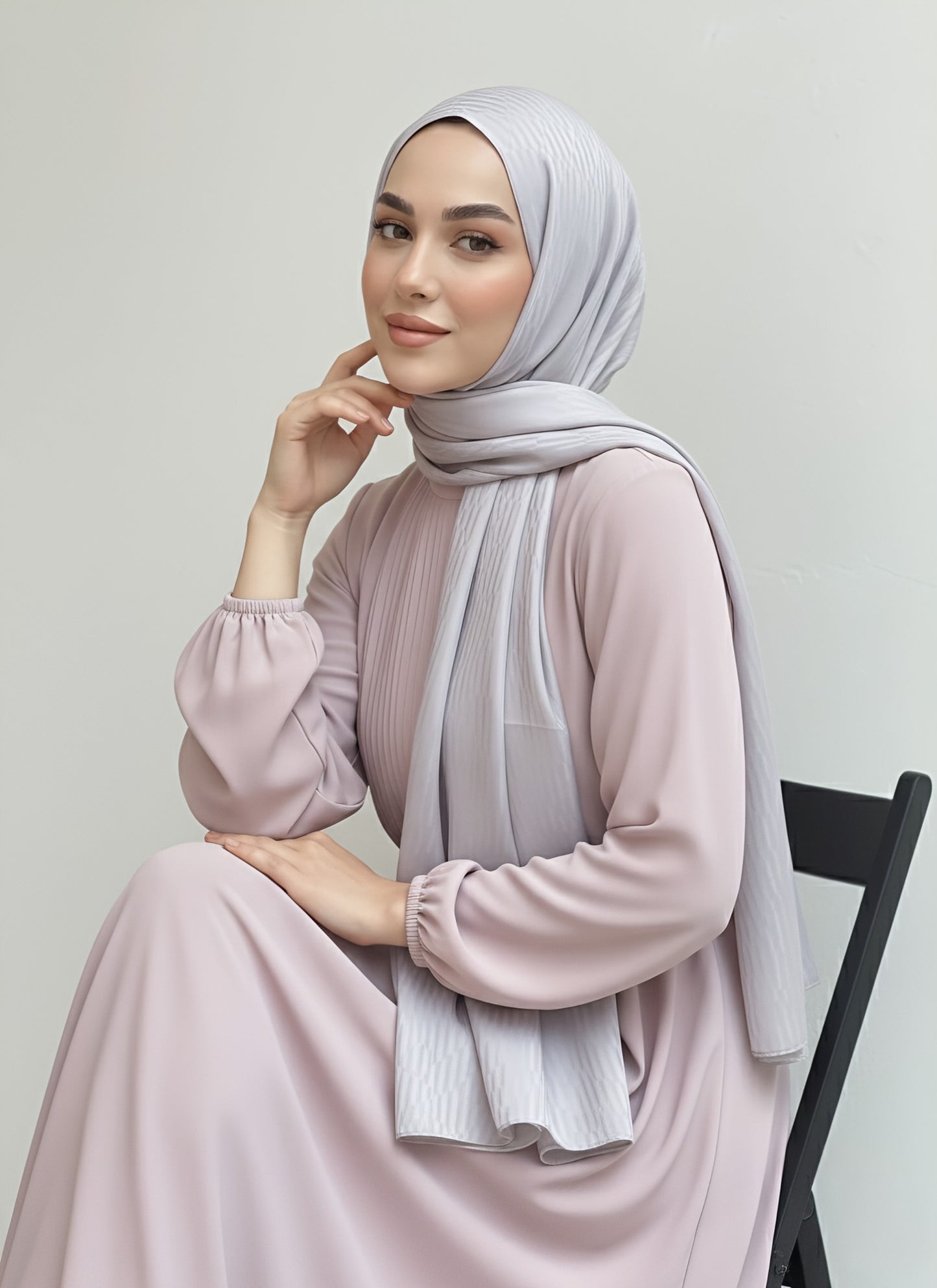 İpeksi Jakar Serisi Chevron Desen Şal -Açık Gri