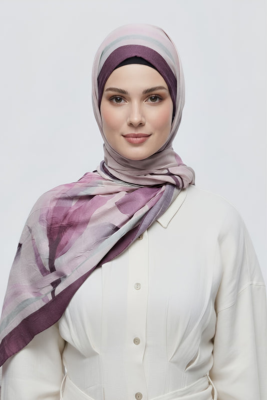 Eylül Desen Bambu Şal-Mürdüm