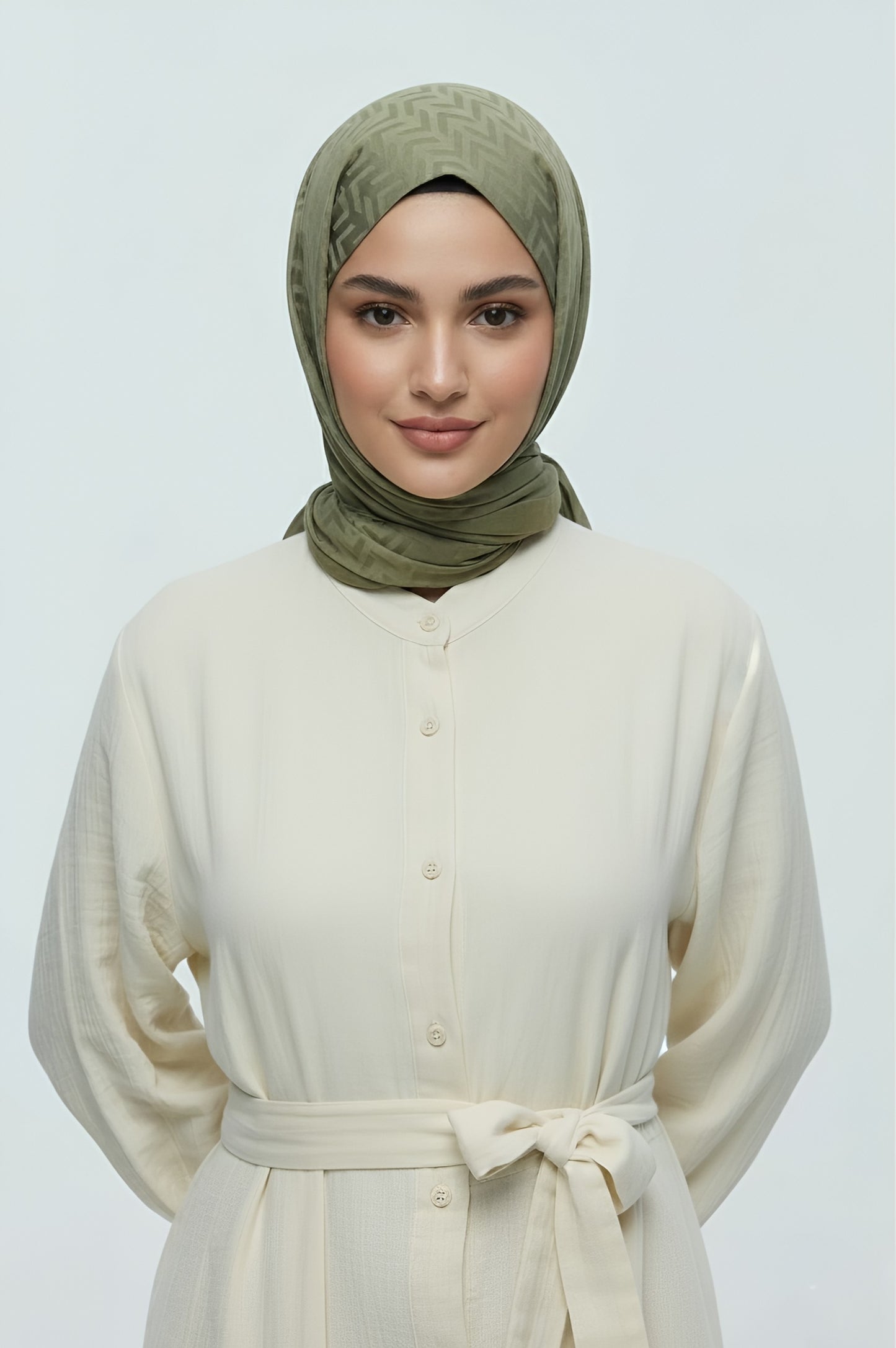 İpeksi Jakar Serisi Labirent Desen Şal-Yeşil Çay