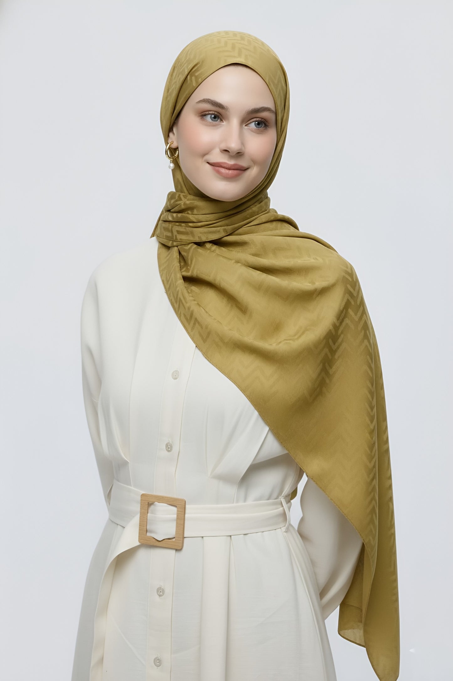 İpeksi Jakar Serisi Labirent Desen Şal-Oksit Sarı