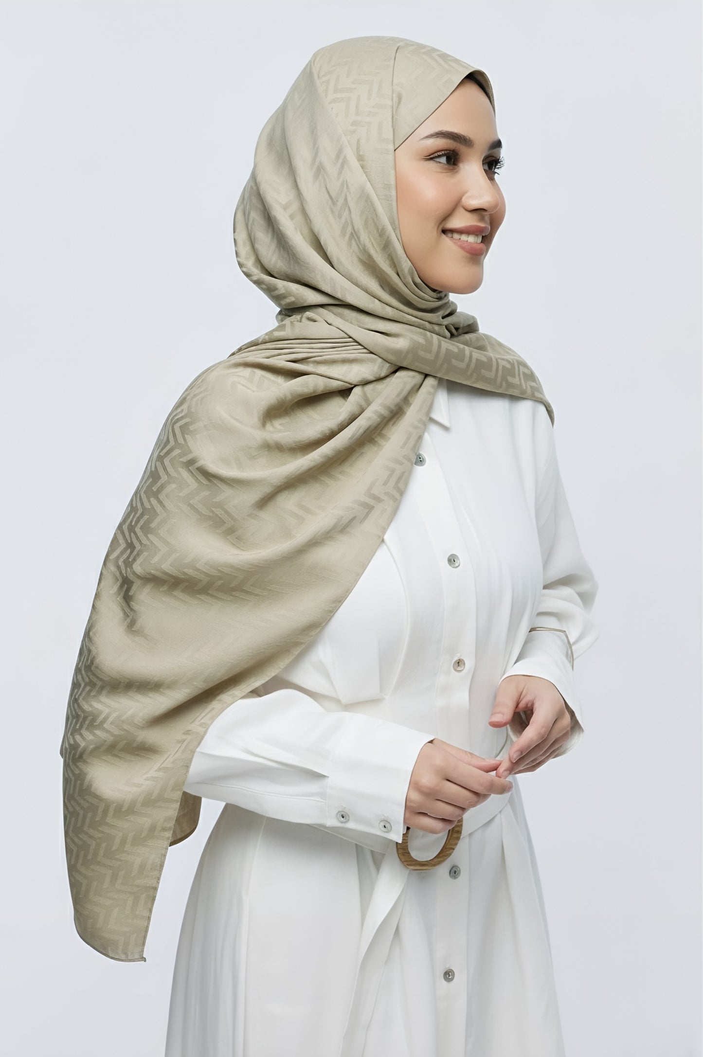 İpeksi Jakar Serisi Labirent Desen Şal-Antik Bej