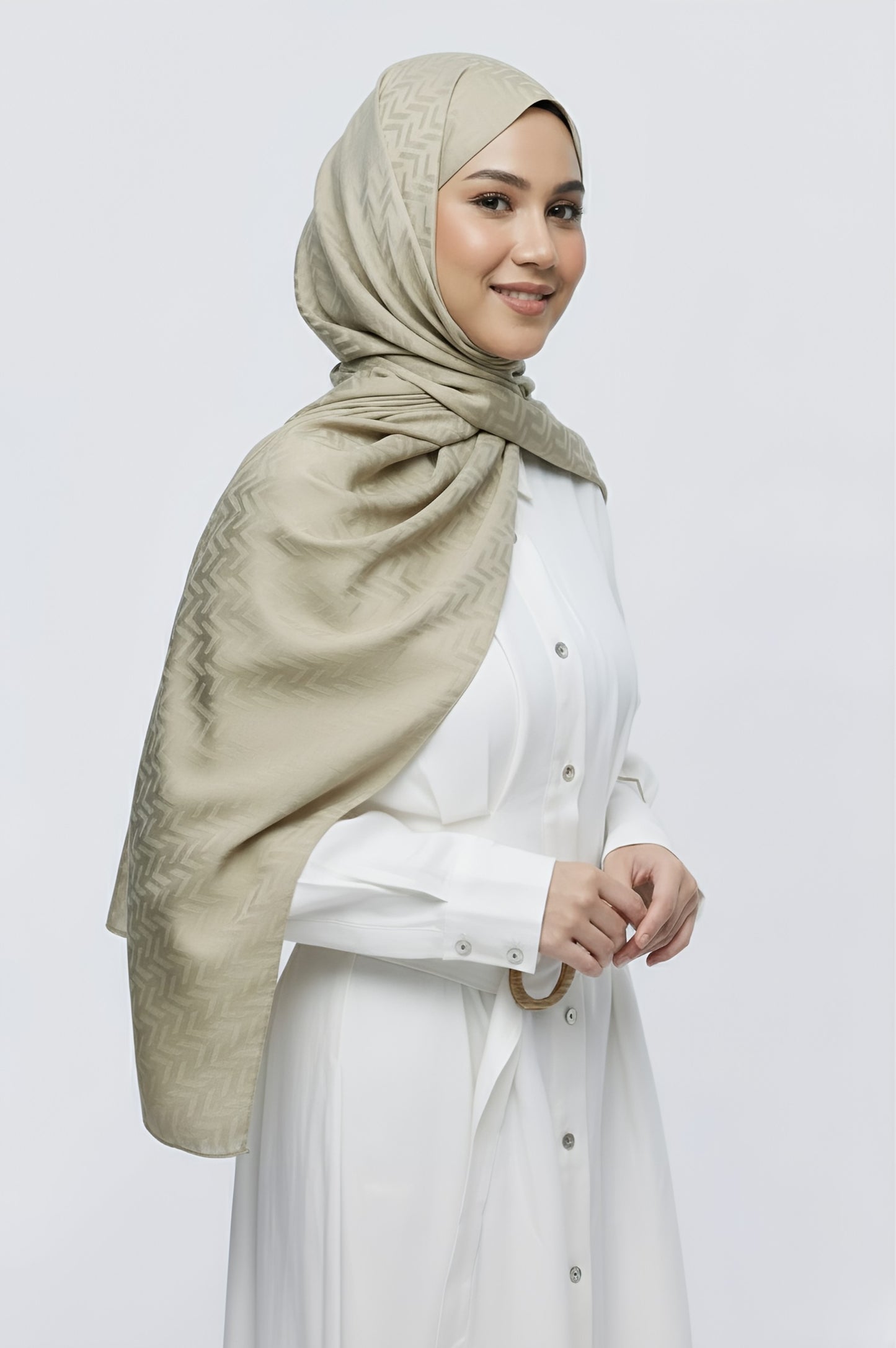 İpeksi Jakar Serisi Labirent Desen Şal-Antik Bej