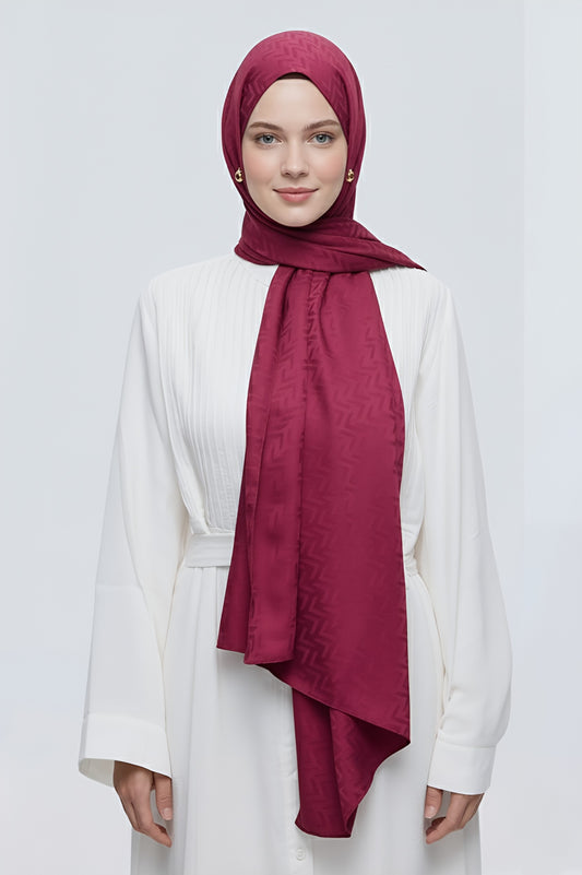 İpeksi Jakar Serisi Labirent Desen Şal-Bordo