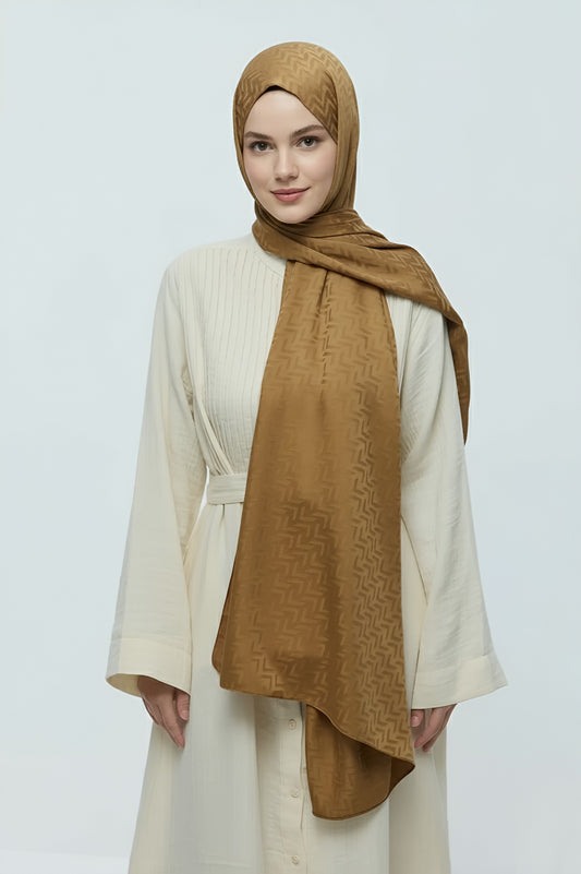 İpeksi Jakar Serisi Labirent Desen Şal-Karamel