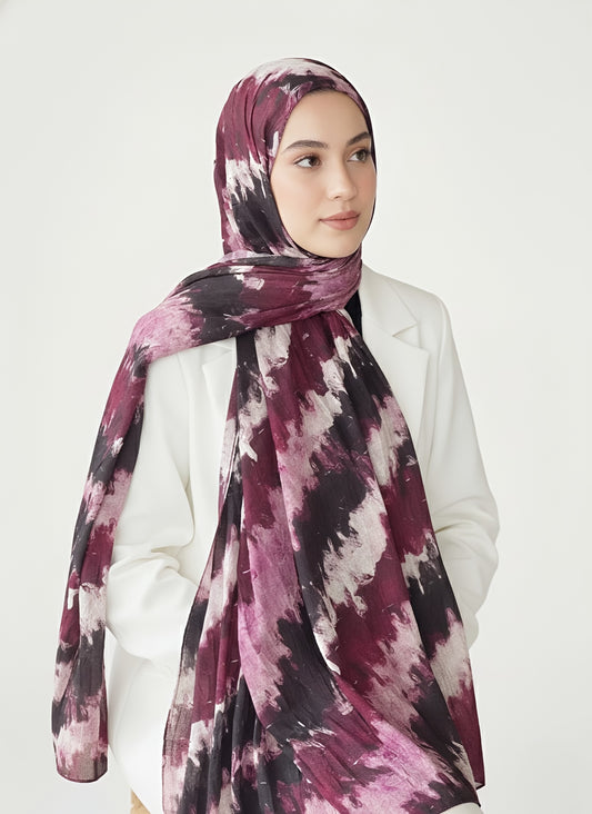 İlkbahar Ritm Desen Bambu Şal-Bordo