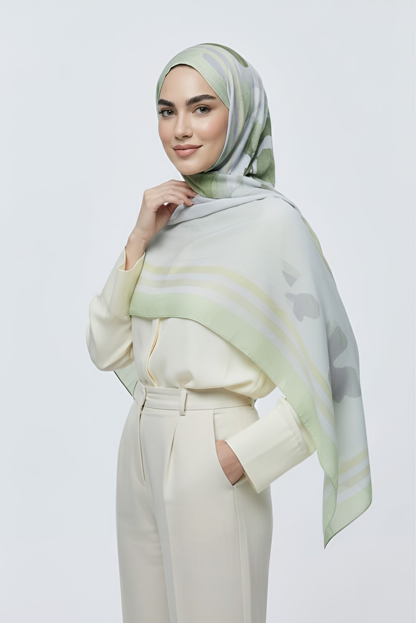 Eylül Desen Bambu Şal-Elma Yeşili