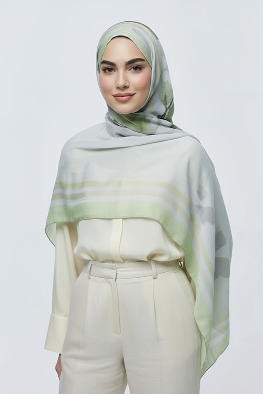 Eylül Desen Bambu Şal-Elma Yeşili