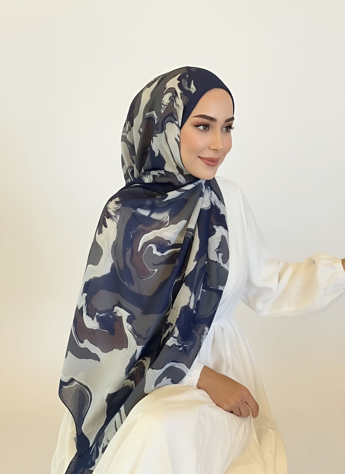 Saphira Desen Lina Şal-Lacivert Gri