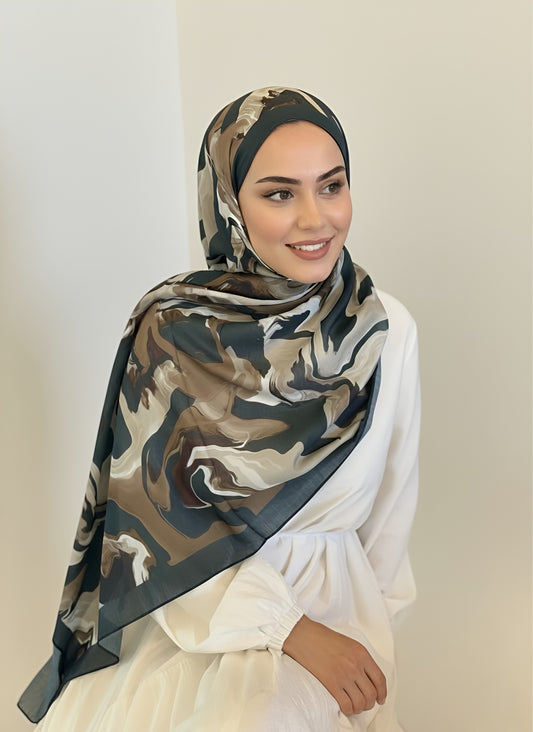 Saphira Desen Lina Şal-Koyu Yeşil