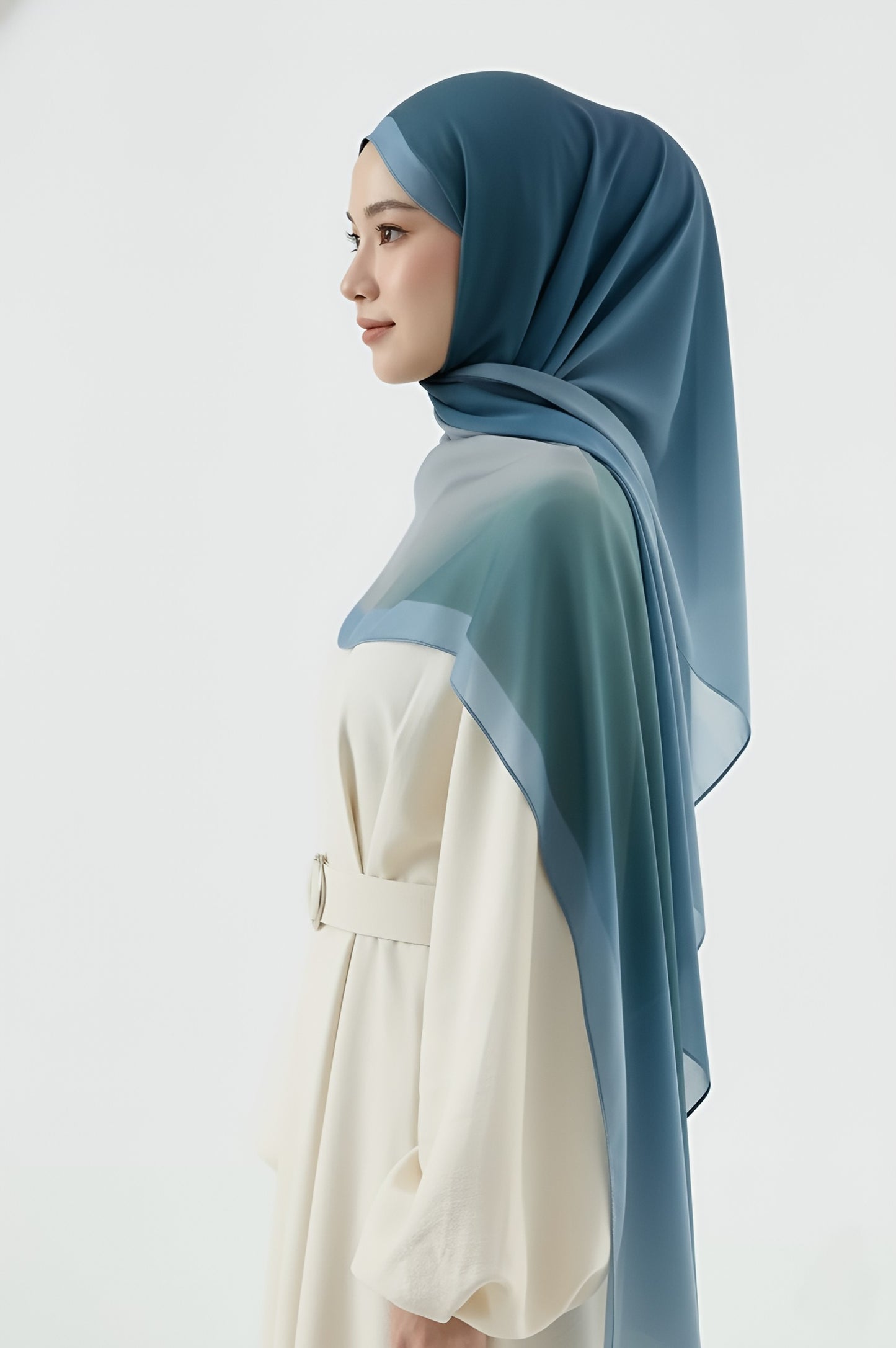 Mirage Desen Pamuk Şal-Mavi Gri