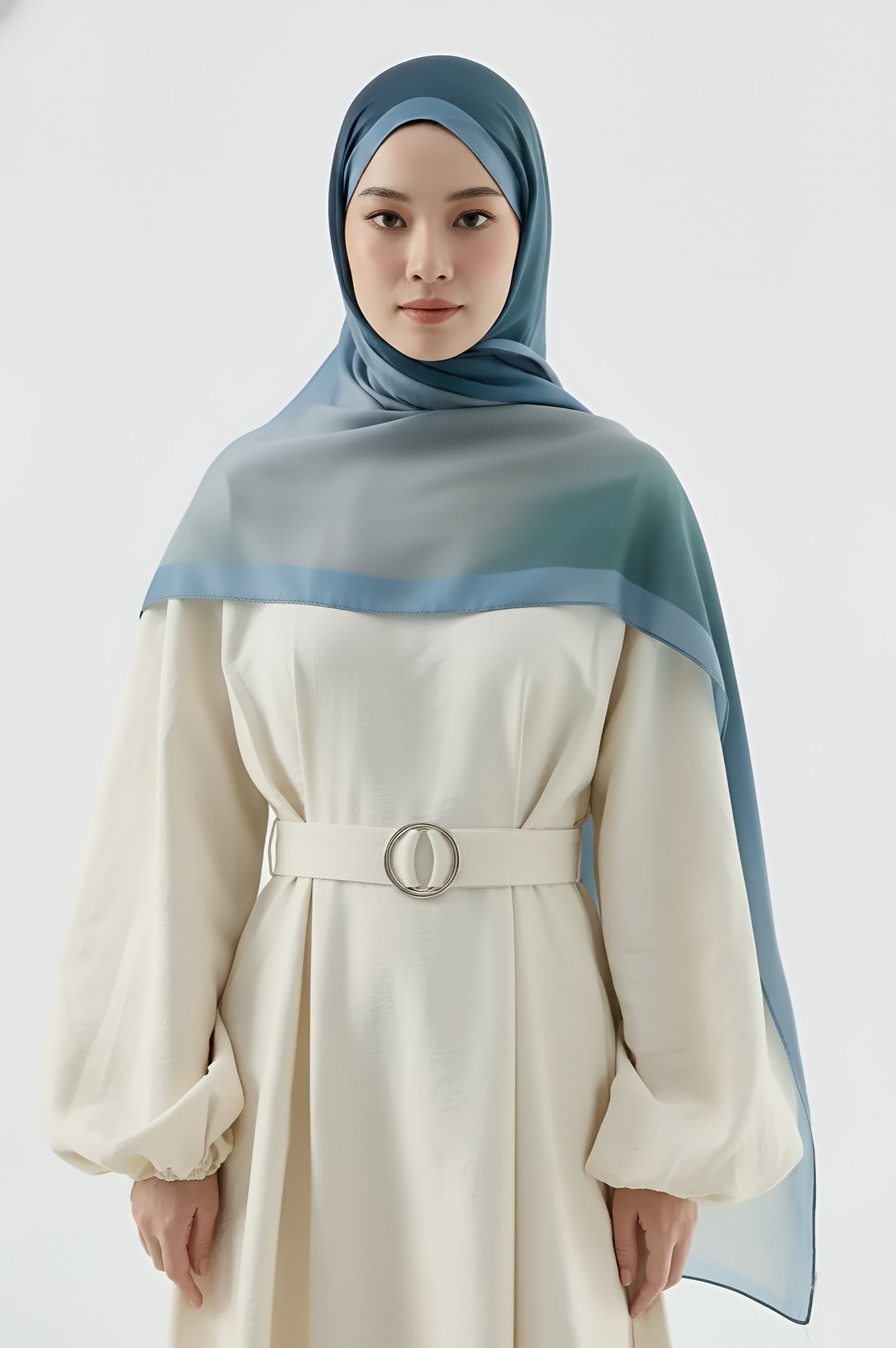 Mirage Desen Pamuk Şal-Mavi Gri