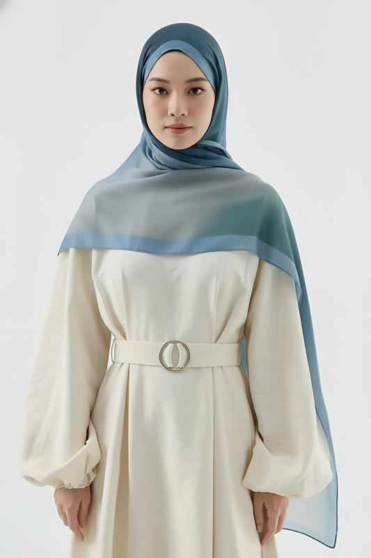 Mirage Desen Pamuk Şal-Mavi Gri