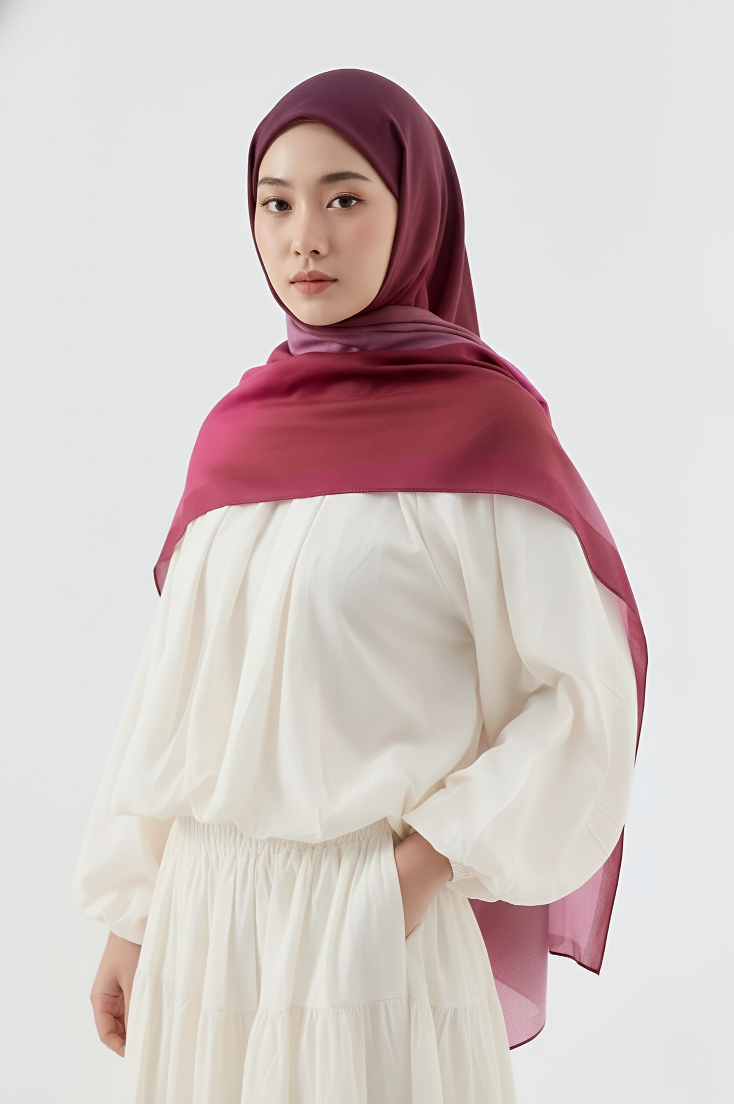 Mirage Desen Pamuk Şal-Bordo