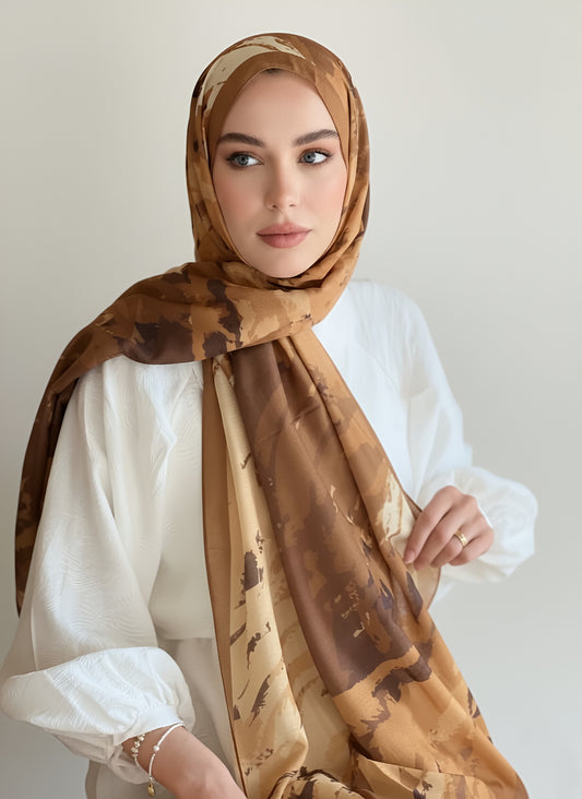 Okyanus Desen Lina Şal - Tarçın