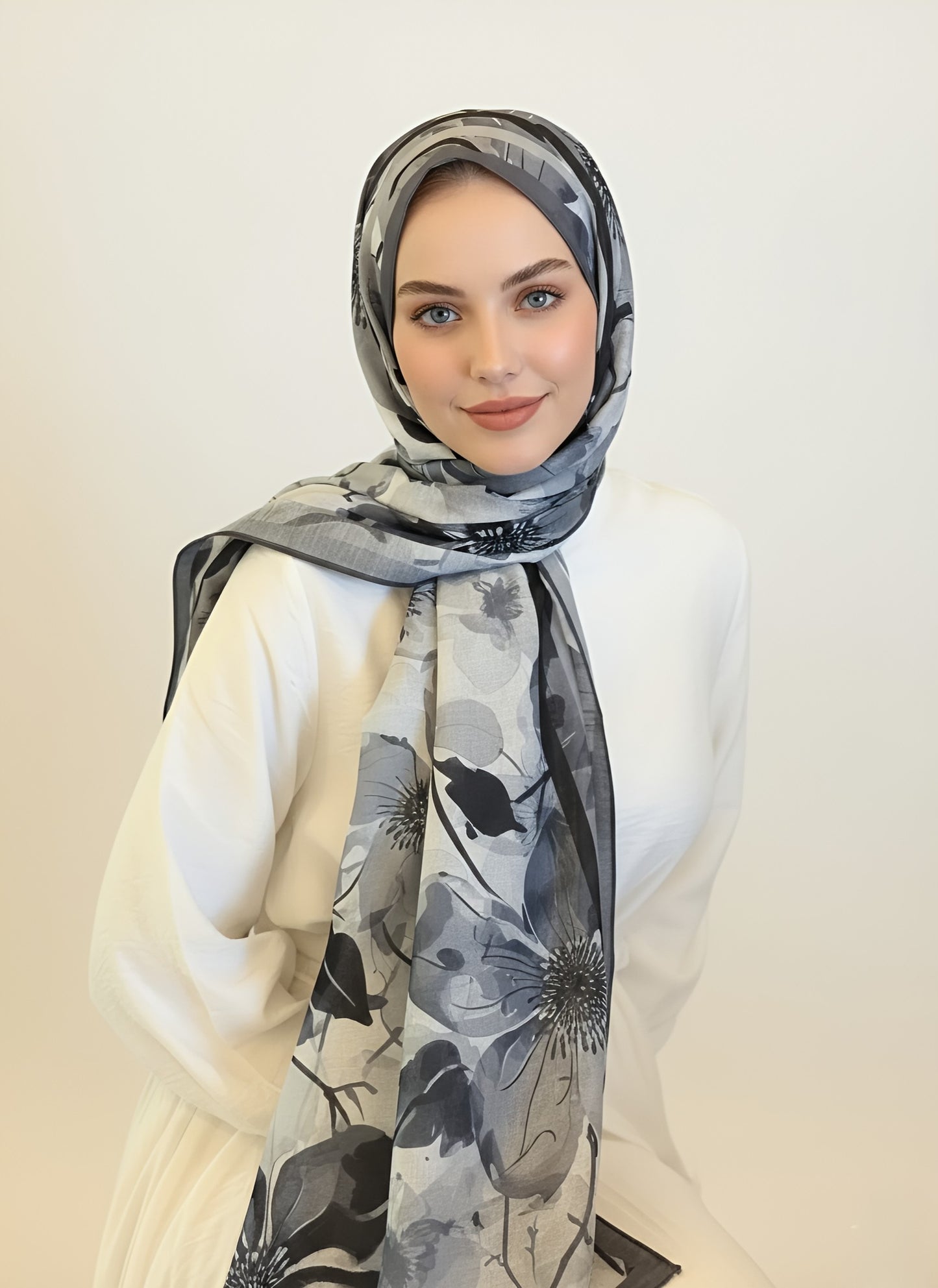 Navelya Desen Lina Şal - Koyu Gri