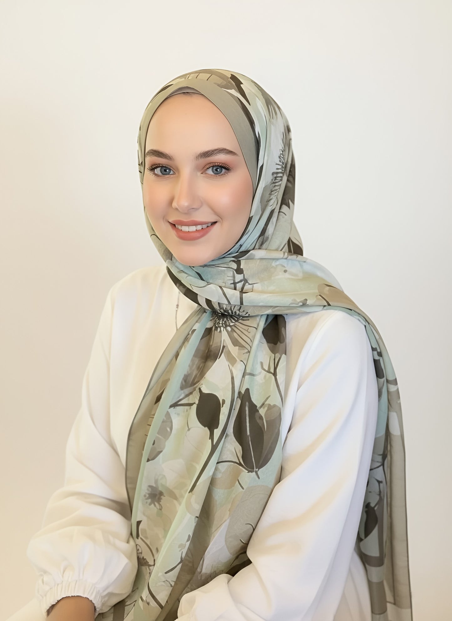 Navelya Desen Lina Şal - Yeşil Çay