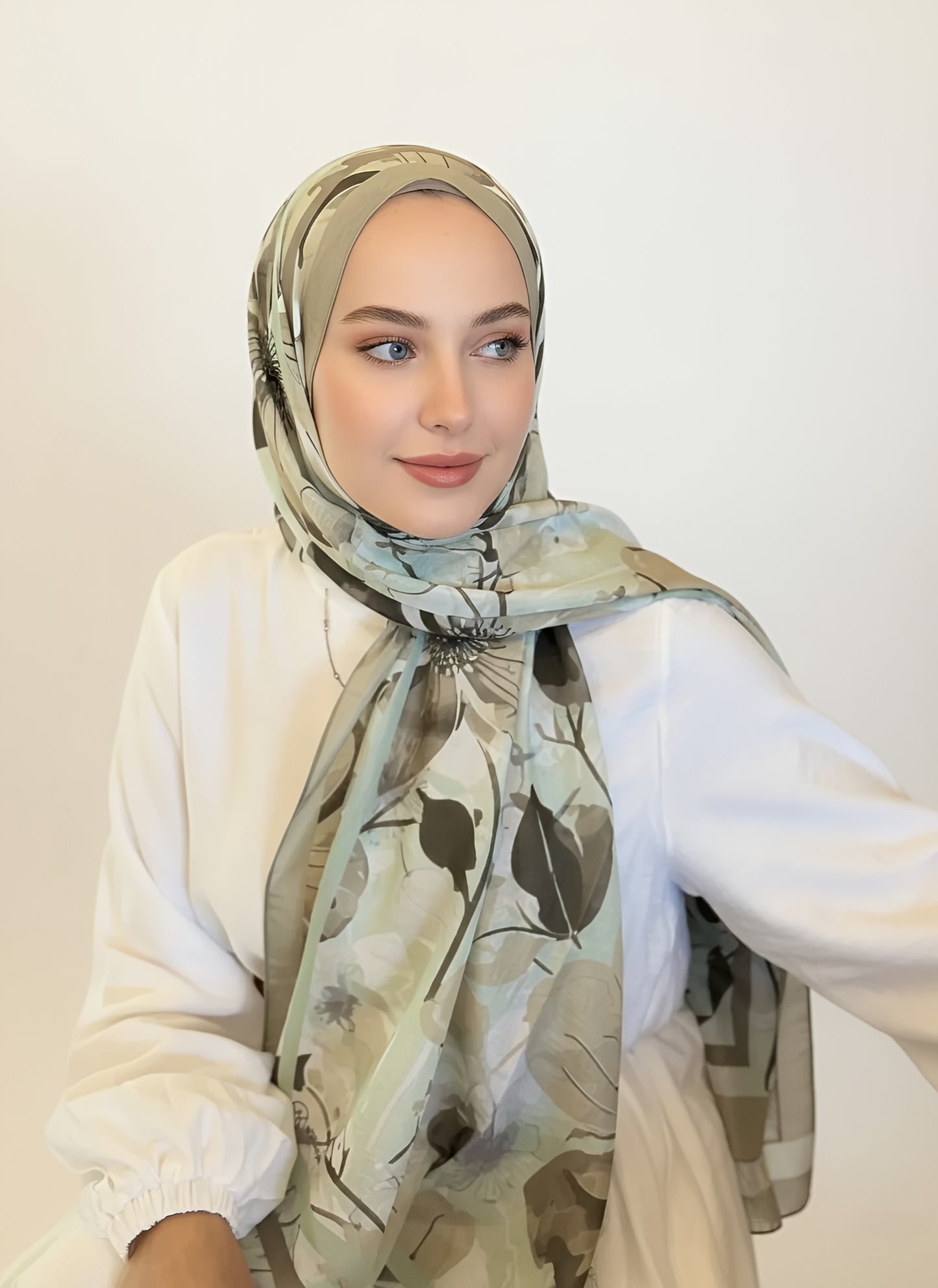 Navelya Desen Lina Şal - Yeşil Çay