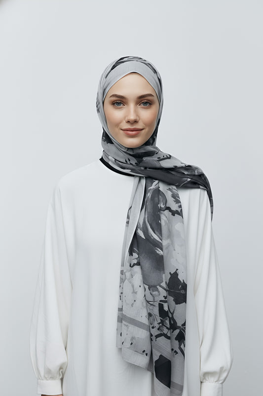 Flores Desen Aya Şal - Gri