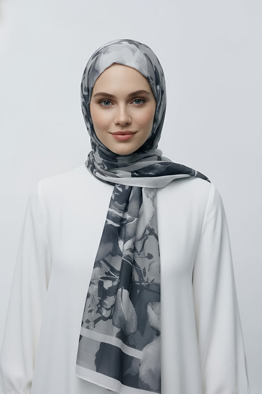 Flores Desen Aya Şal - Beyaz