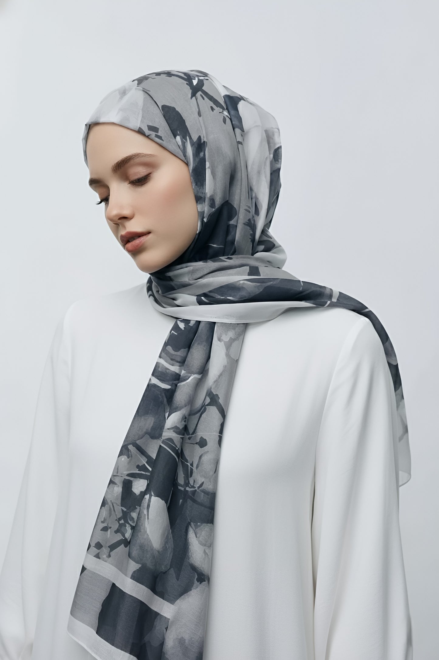 Flores Desen Aya Şal - Beyaz