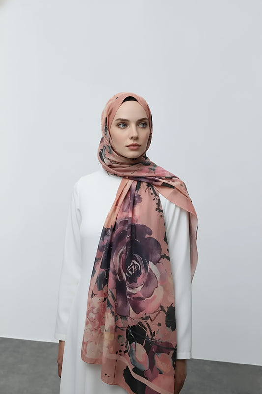 Flores Desen Aya Şal - Turuncu