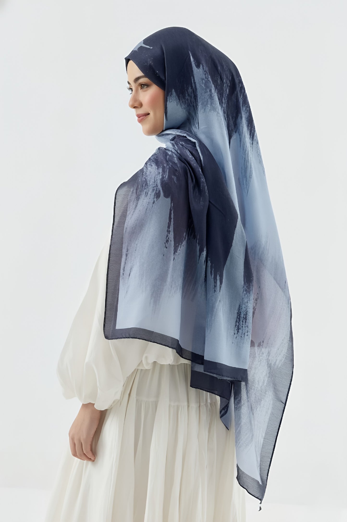 Melt Desen Pamuk Şal - Lacivert