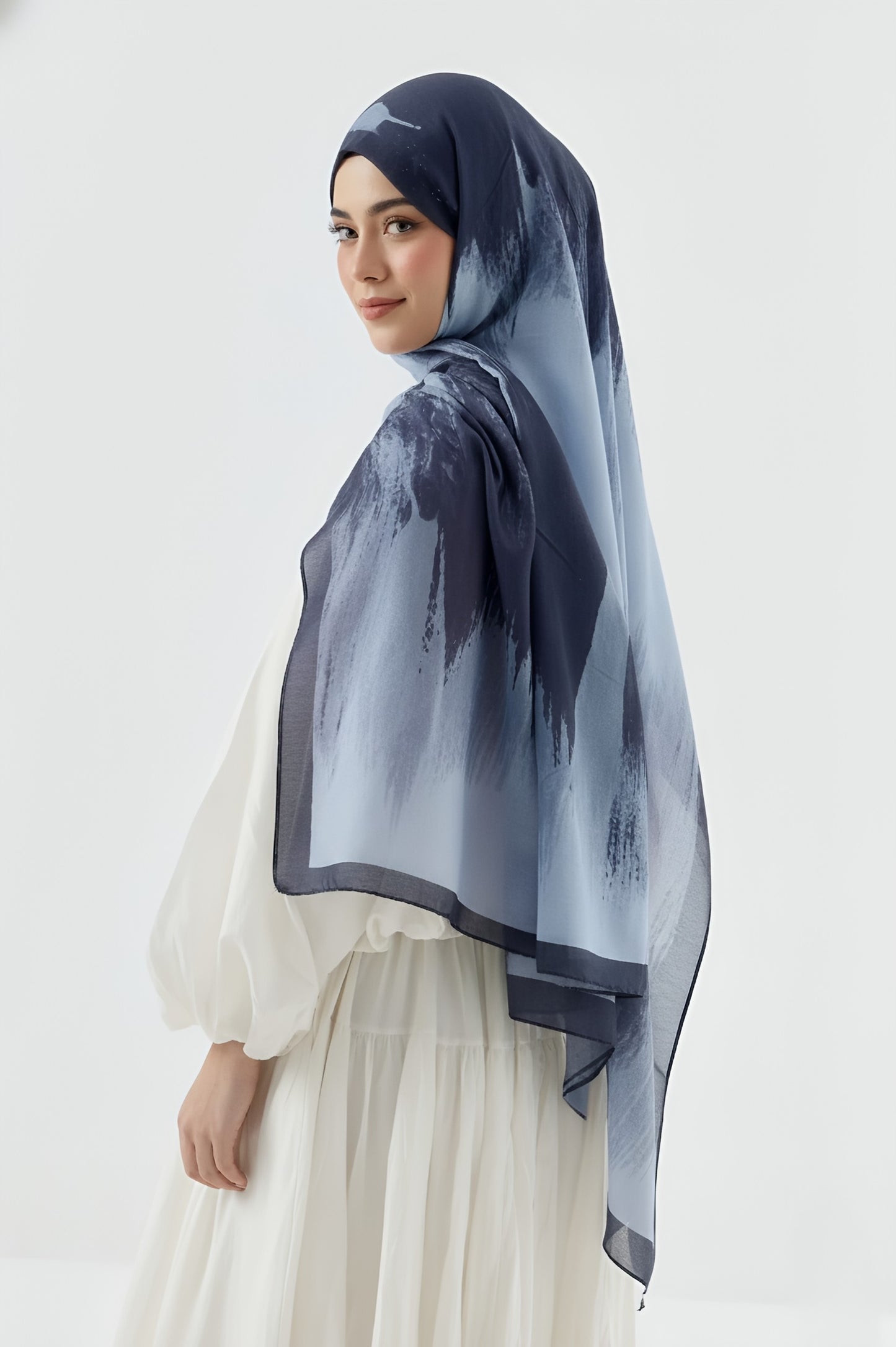 Melt Desen Pamuk Şal - Lacivert