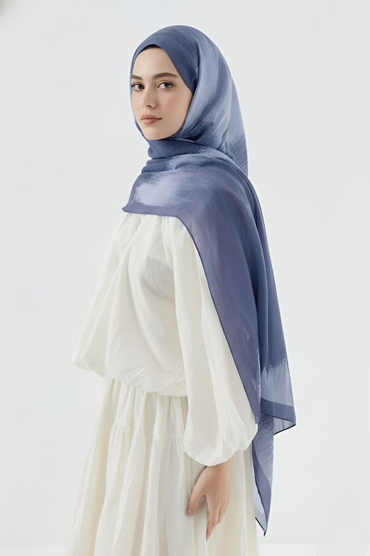 Melt Desen Pamuk Şal - Morcivert