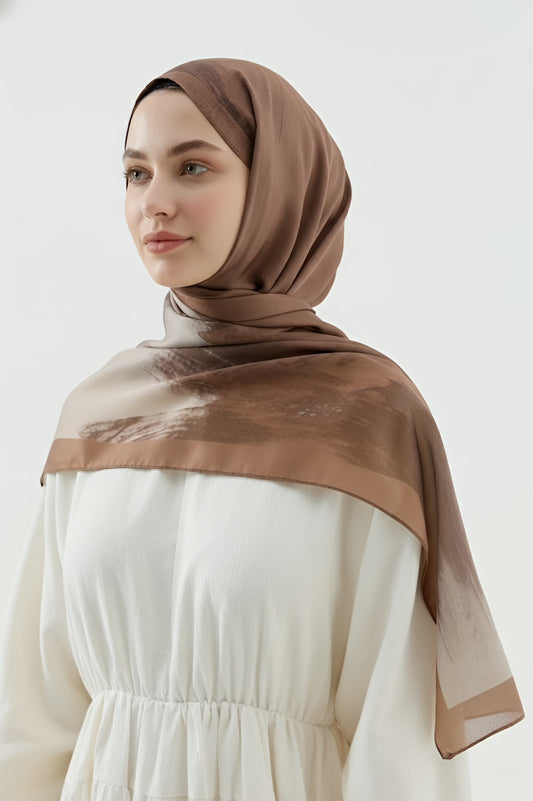 Melt Desen Pamuk Şal - Kahverengi