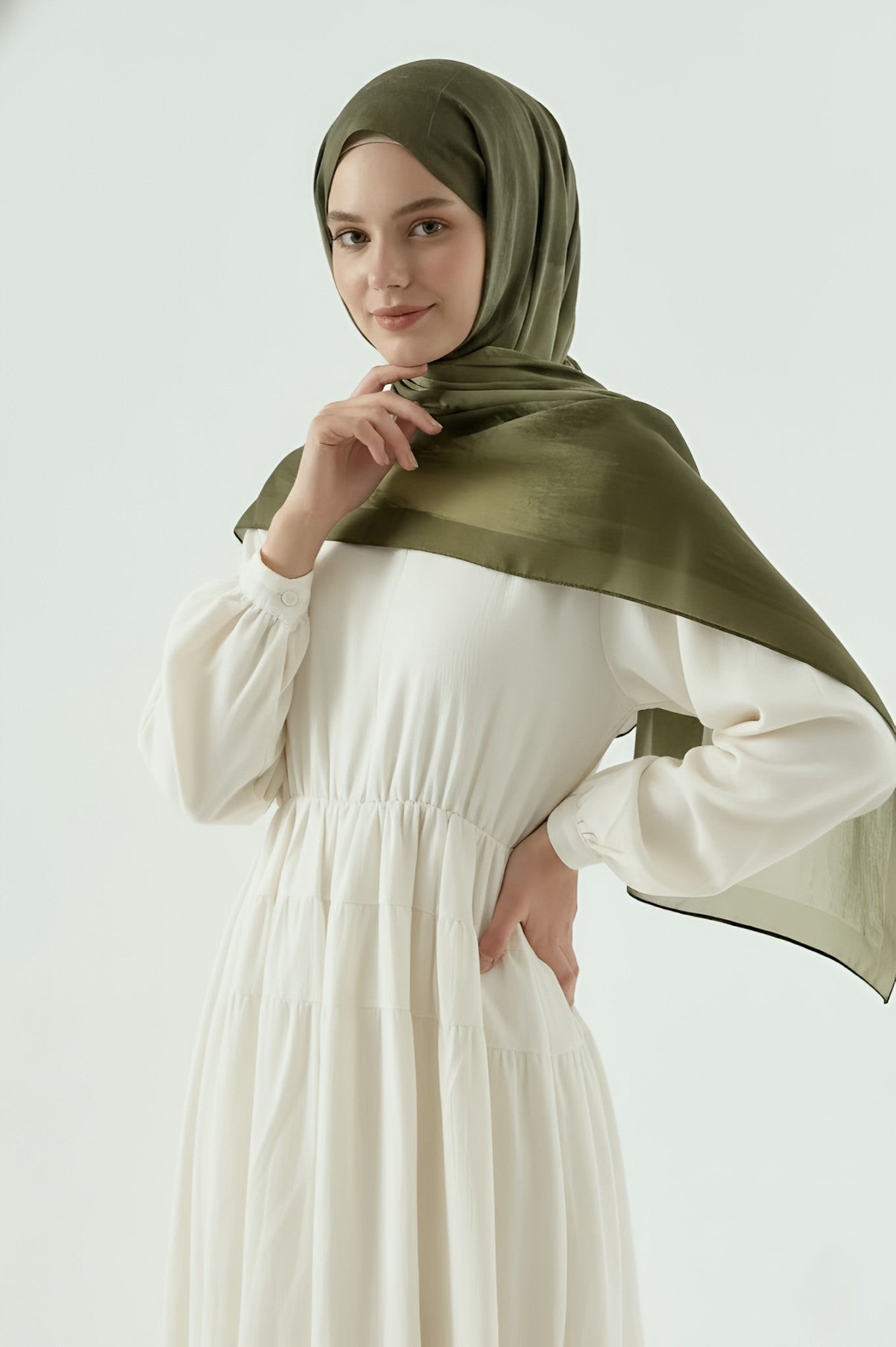 Melt Desen Pamuk Şal - Haki