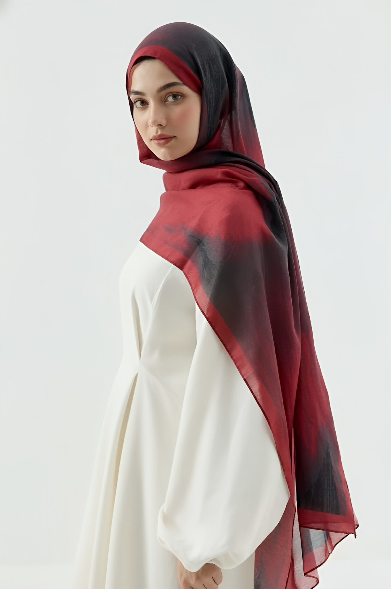 Melt Desen Pamuk Şal - Bordo