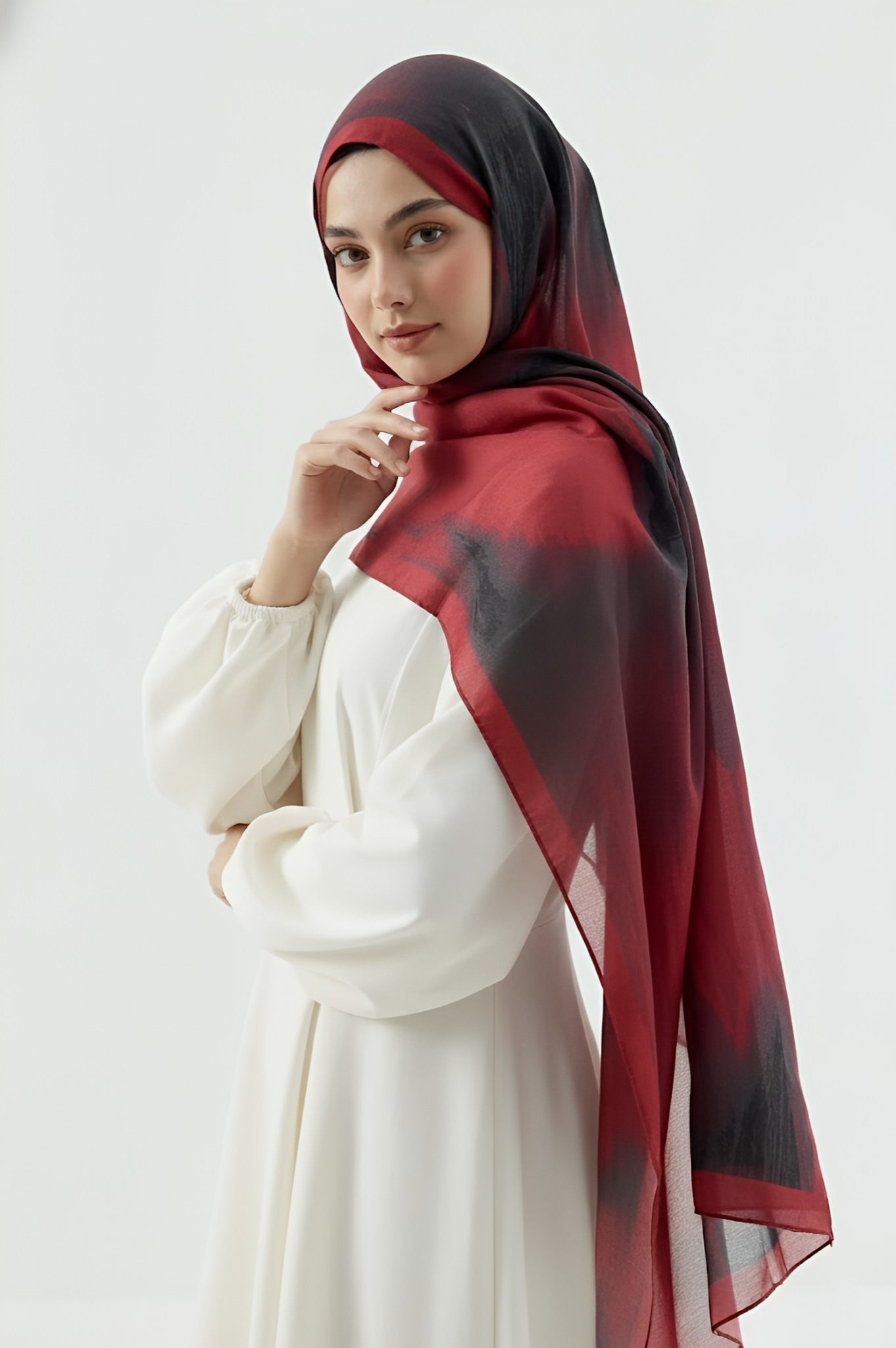 Melt Desen Pamuk Şal - Bordo