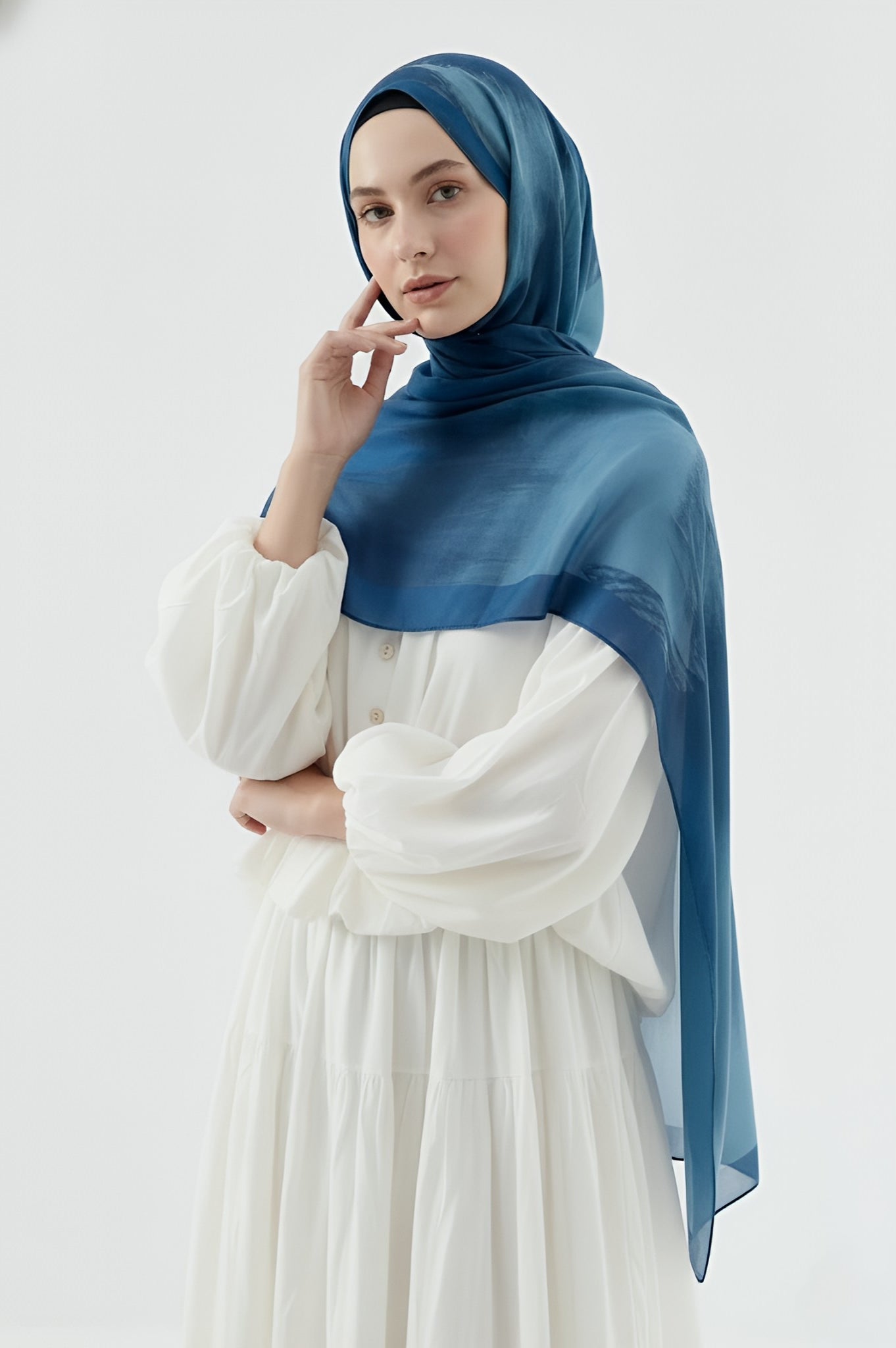 Melt Desen Pamuk Şal - Gece Mavisi