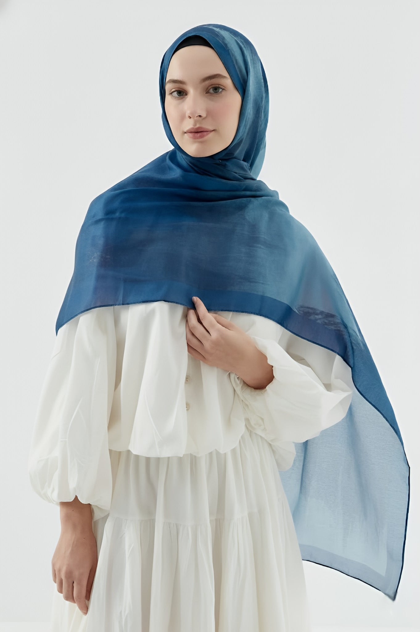 Melt Desen Pamuk Şal - Gece Mavisi